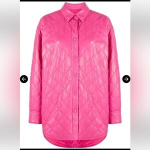 MSGM Pink Diamond-Quilted Shirt Jacket size S new